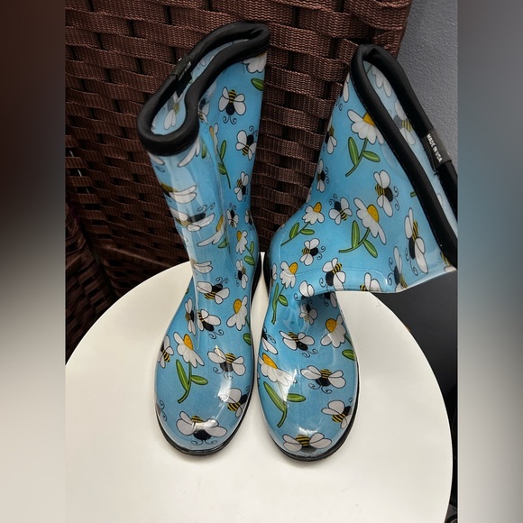 Sloggers Light Blue Daisy Bee Boots - Picture 1 of 7